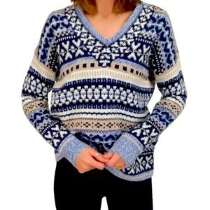 Madewell Forrest Fair Isle v-neck wool sweater